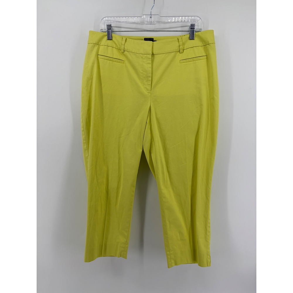Talbots Womens 14WP Yellow The Perfect Crop Pants Stretch Cotton Mid Rise Casual